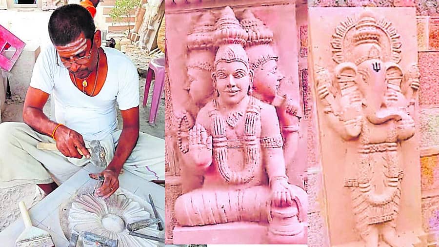 <div class="paragraphs"><p> ಕಲ್ಲಿಗೆ ಜೀವಕಳೆ ನೀಡುವ ಹನಮಂತಪ್ಪ</p></div>